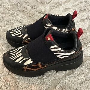Michael Kors Cosmo Animal-Print Calf Hair Slip-On Sneakers Size 6.5